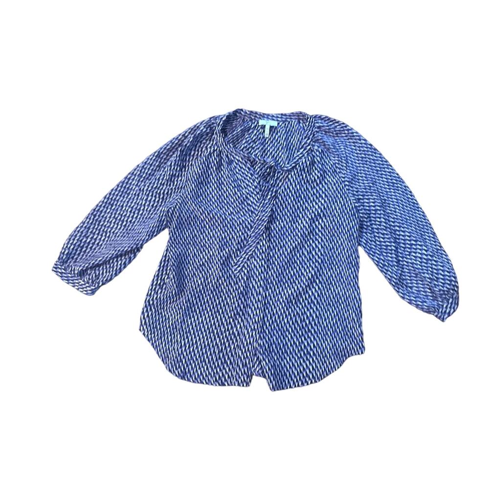 Women XS Joie Sofina Blouse Purple Black Printed Tie Neck Shirt Top Work Career